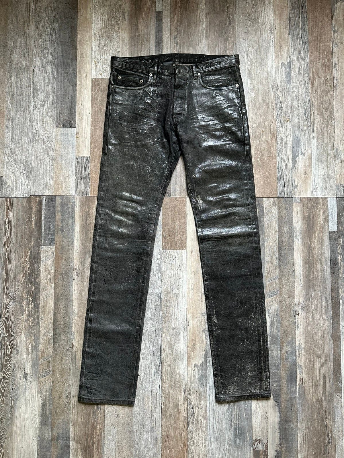 Pre-owned Dior X Hedi Slimane Dior Homme Aw05 “in The Morning” Polyurethane Waxed Denim In Black