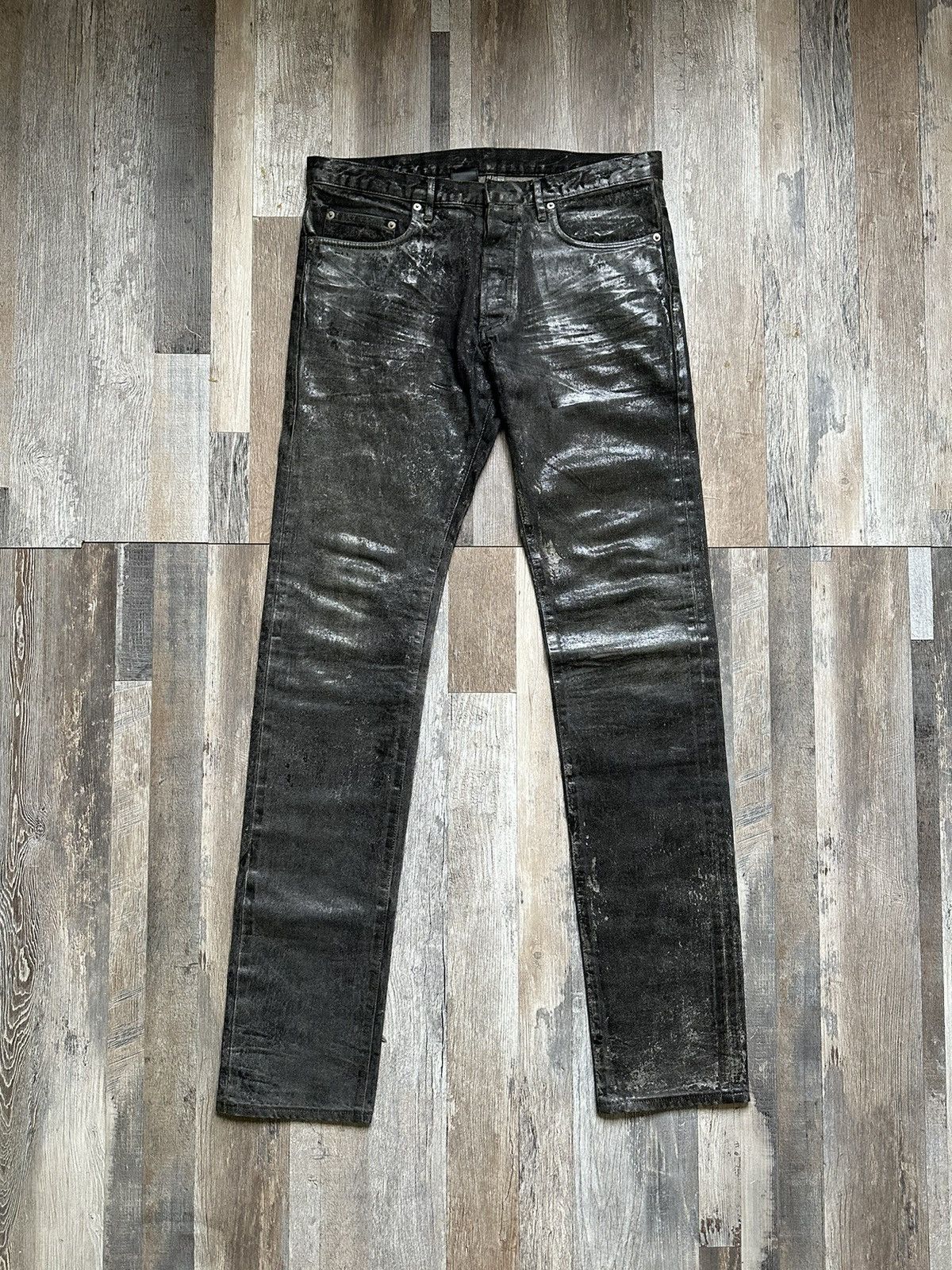 Pre-owned Dior X Hedi Slimane Dior Homme Aw05 “in The Morning” Polyurethane Waxed Denim In Black