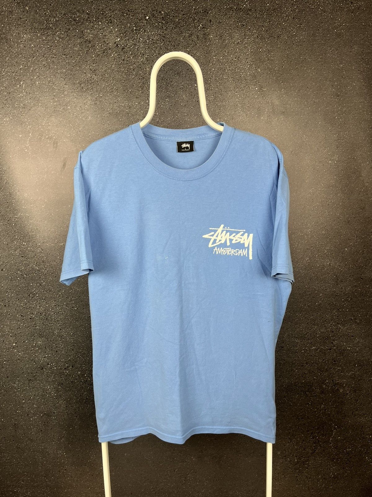 Vintage Men’s T-shirt Stussy made in Mexico big logo blue size L | Grailed