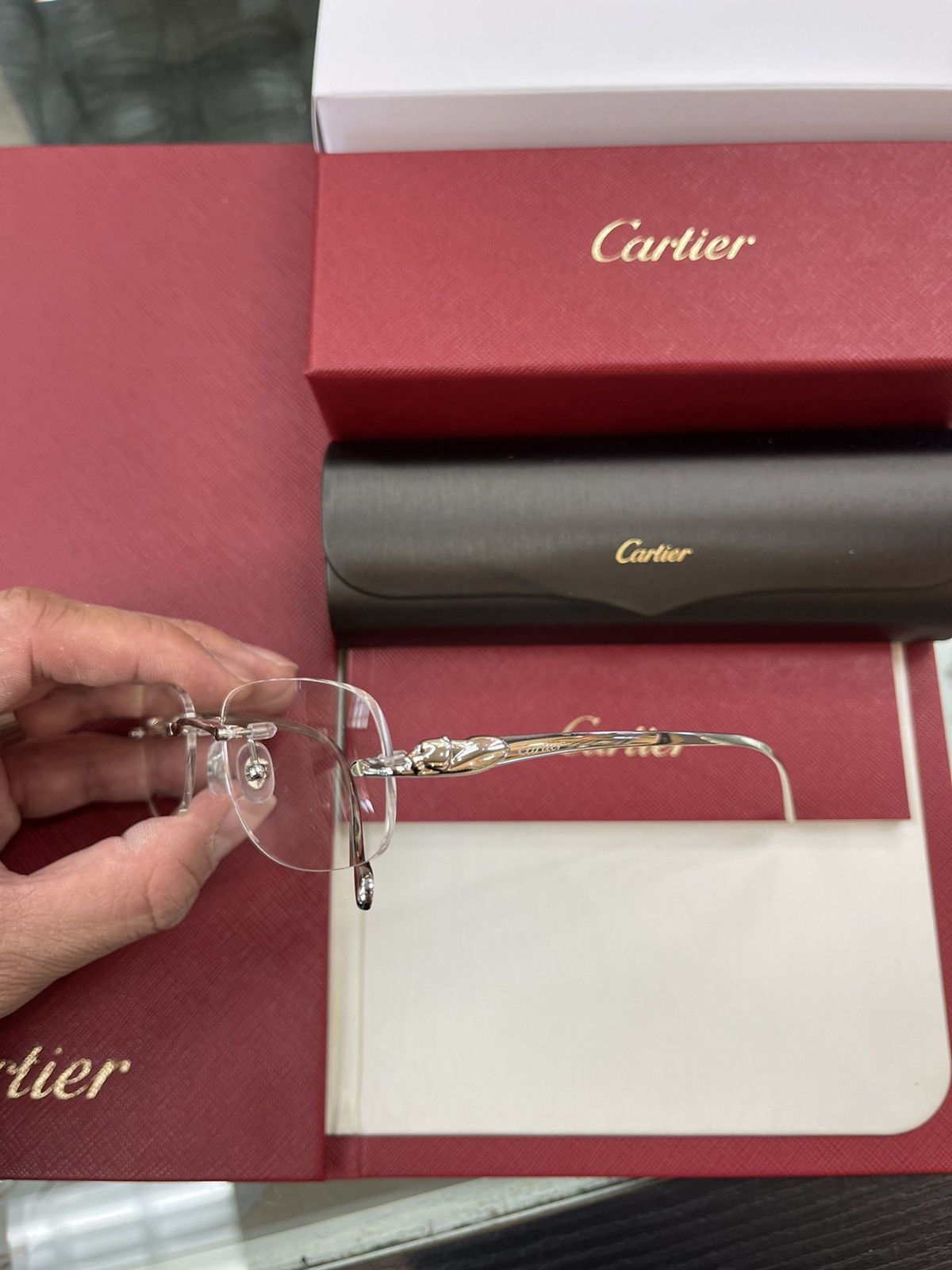 NEW Cartier Platinum Panther Eyeglasses Glasses CT0058