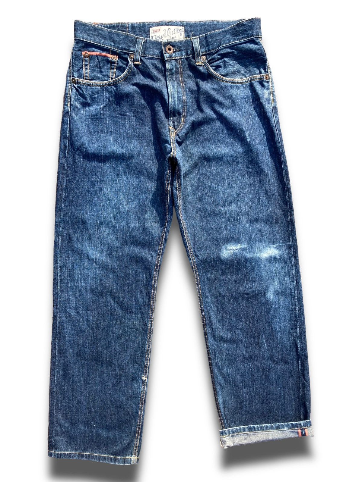 Edwin × Vintage Vintage Y2K Edwin Indigo Distressed Kaihara Denims Size US 34 / EU 50 - 1 Thumbnail