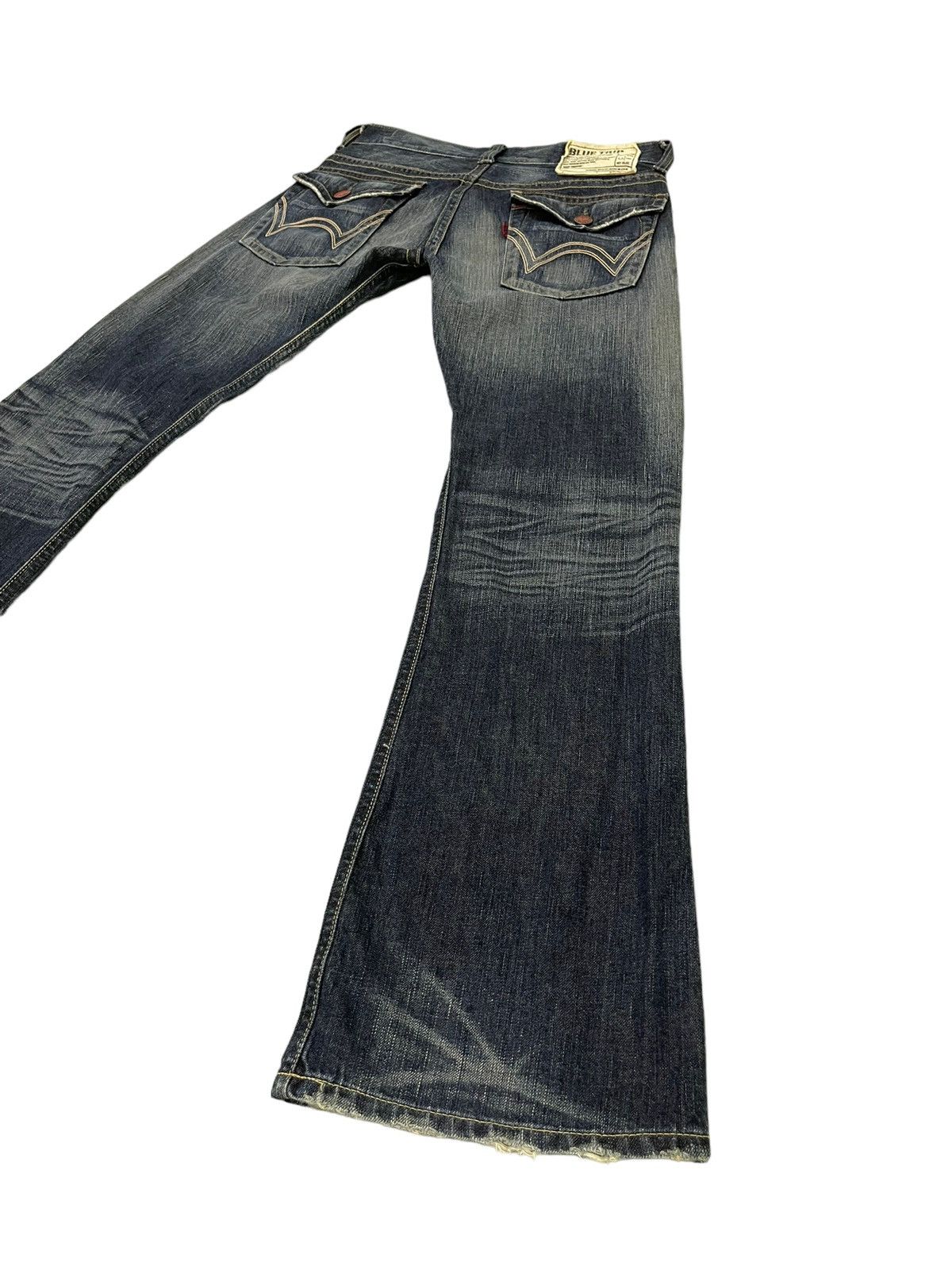 Edwin Flare Jeans Edwin Distress Acid Wash Low Rise Boot Cut 5🟦5T Size US 31 - 14 Thumbnail