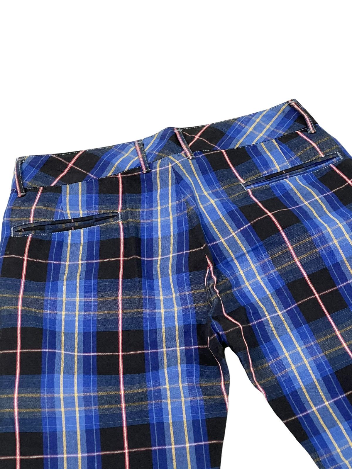 Japanese Brand ⚓ Kapital Plaid Checked Linen Blend Cropped Pant 5🟦8 Size US 31 - 13 Thumbnail