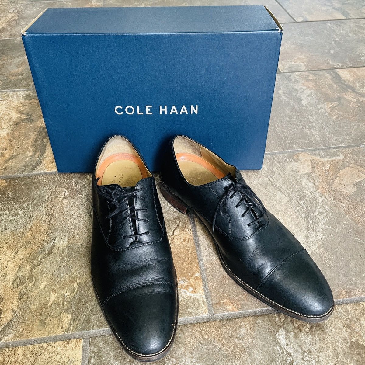 Cole Haan Cole Haan Lenox Hill Cap Oxford Lace Up Black Leather Shoes Grailed