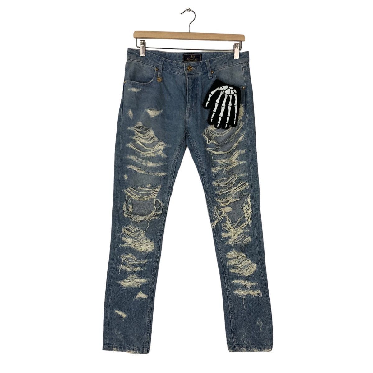 VINTAGE RADY DISTRESSED DENIM PANTS PUNK DESIGN