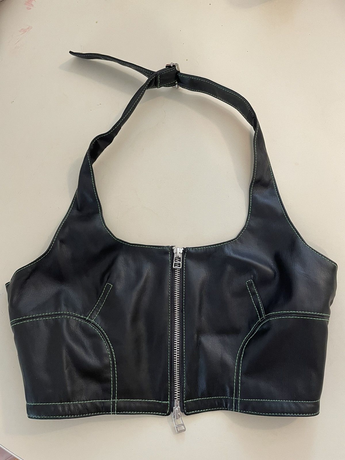 Eckhaus Latta contrast stitch zip up switch halter top nwt Size L / US 10 / IT 46 - 2 Thumbnail