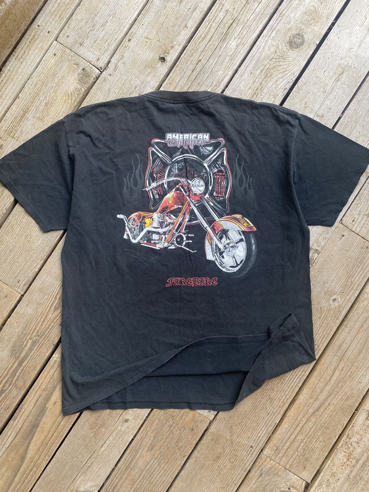 Harley Davidson × Vintage × West Coast Choppers Vintage Y2K American Chopper Flames Biker Faded Black Tee Size US XXL / EU 58 / 5 - 2 Thumbnail