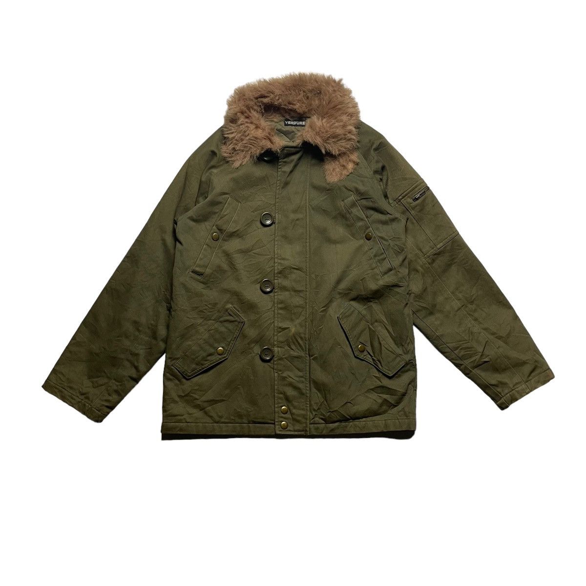 image of 14Th Addiction x Mink Fur Coat Verdure Fur Sherpa Lgb Ifsixwasnine Jacket in Army Green (Size Mediu