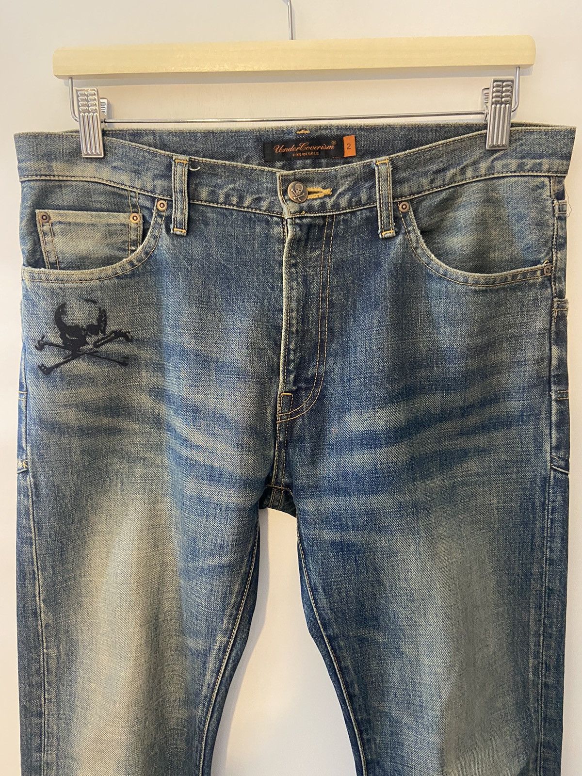 Jun Takahashi Undercover ‘Arts and Crafts’ Skull Denim Jeans Size US 31 - 2 Thumbnail