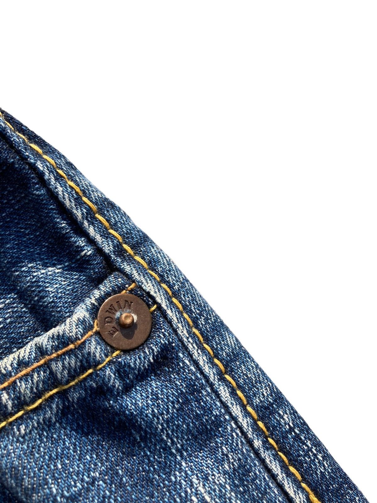 Edwin × Vintage Vintage Y2K Edwin Indigo Distressed Kaihara Denims Size US 34 / EU 50 - 8 Thumbnail