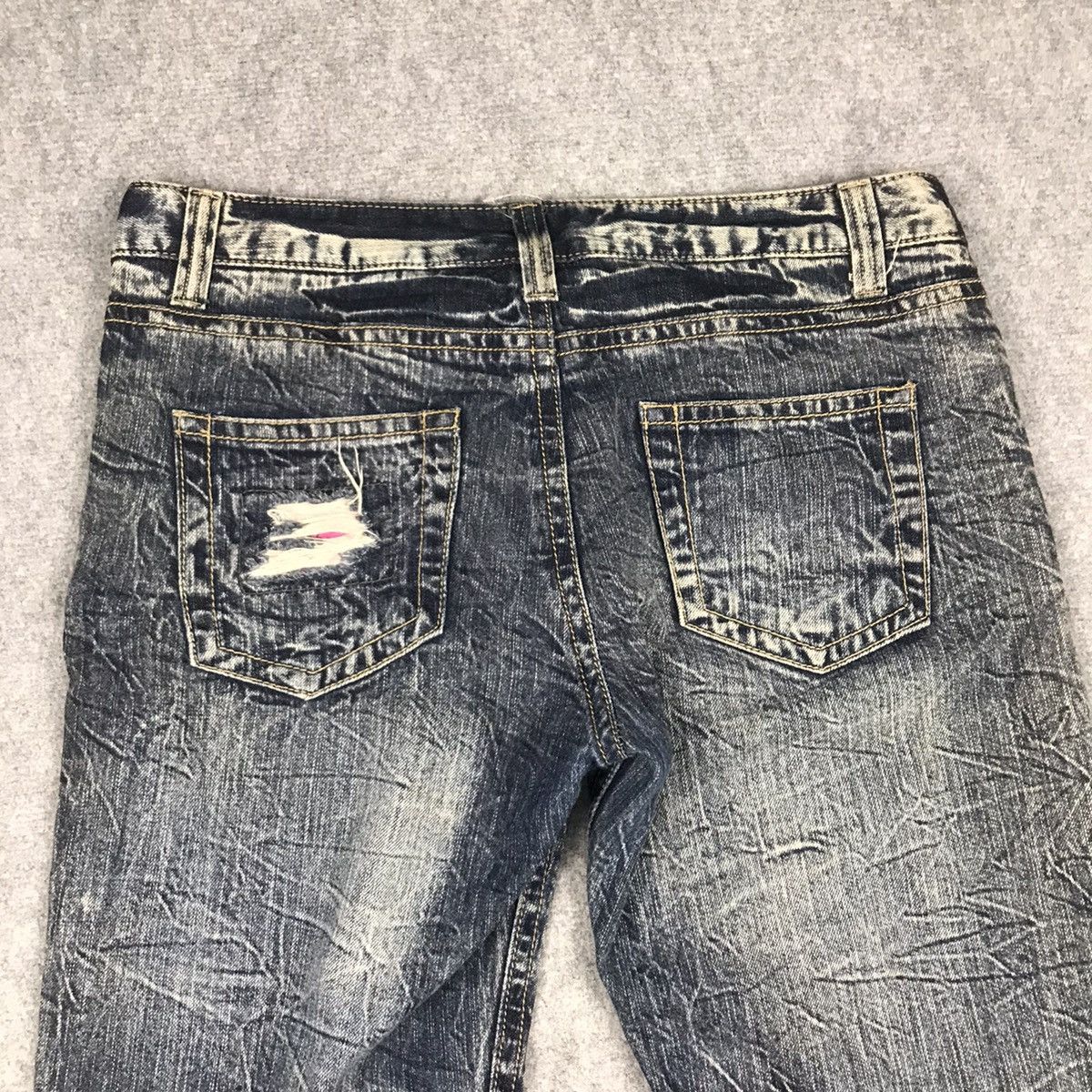 Japanese Brand ACID WASH JEANS JAPANESE PUNK BLUE FADED DISTRESSED PANTS Size US 34 / EU 50 - 15 Thumbnail