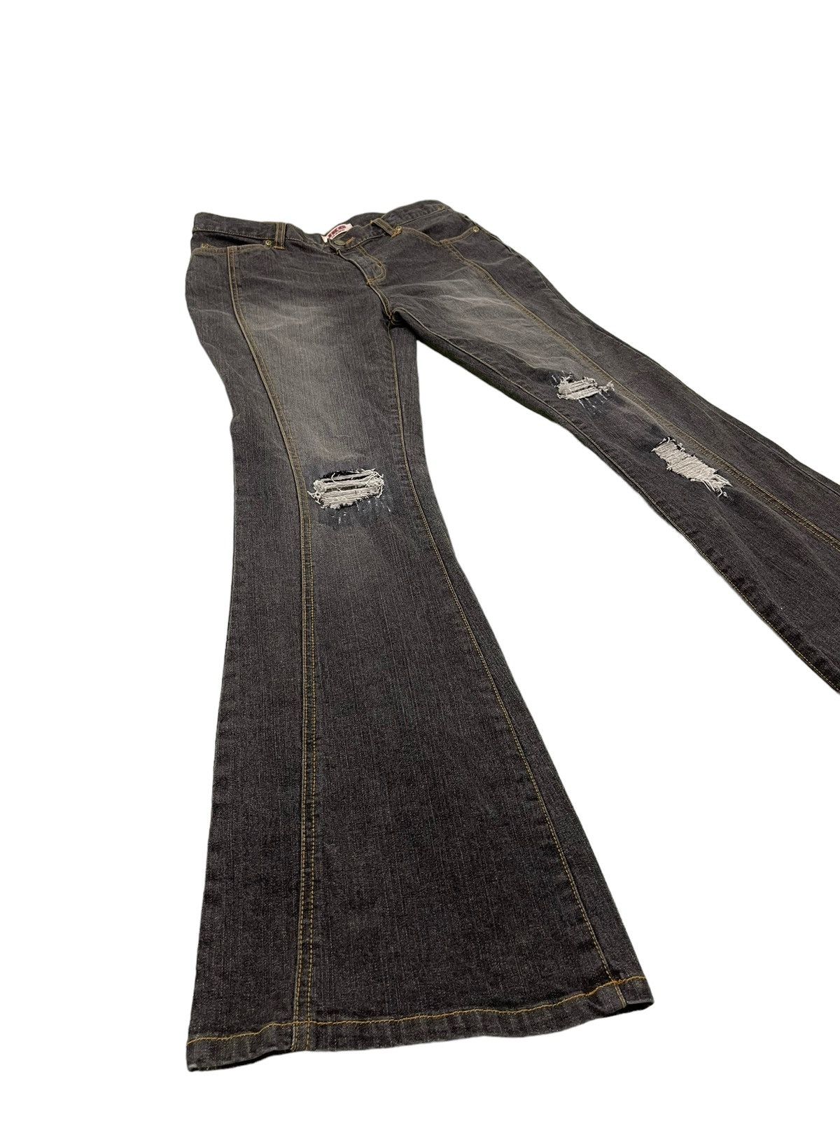 image of Hype Flare Jeans Skinny Jkg Jeans Distress Stretch Boot Cut 61 in Faded Black, Men's (Size 31)