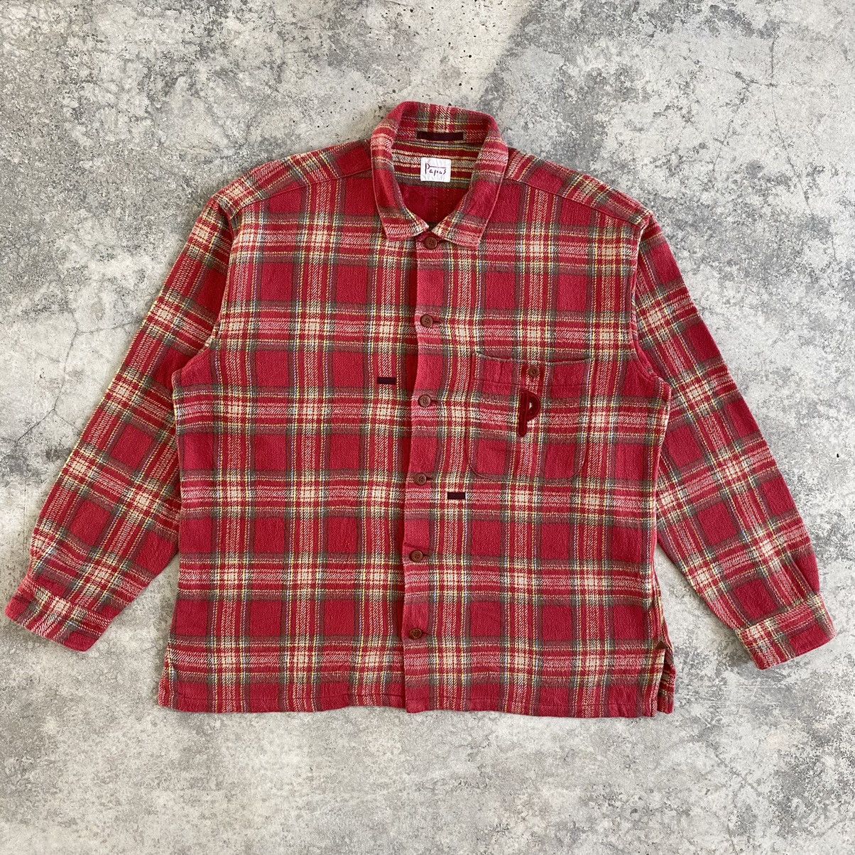 Flannel VTG Papas Wall Guy Checker Thick Flannel Shirt Size US M / EU 48-50 / 2 - 2 Thumbnail