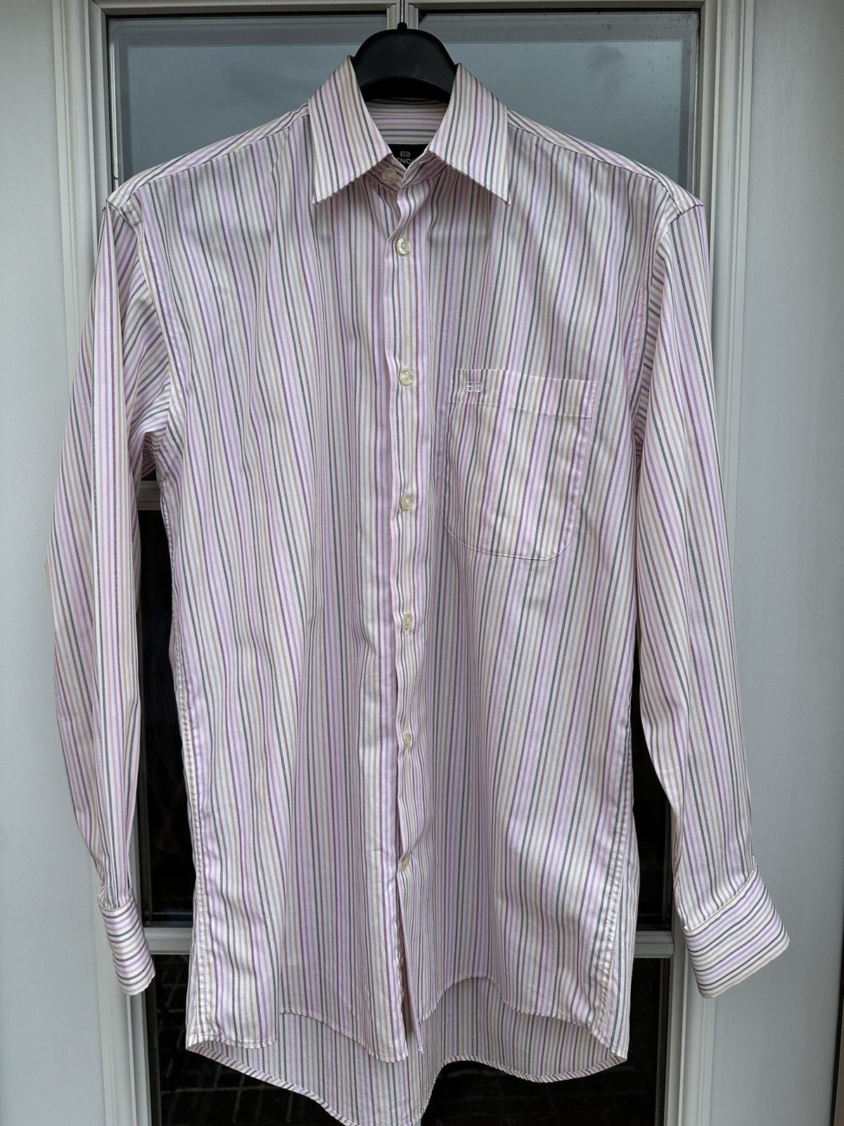 Balenciaga Balenciaga BB oversized striped coloured pocket shirt Size US L / EU 52-54 / 3 - 3 Thumbnail