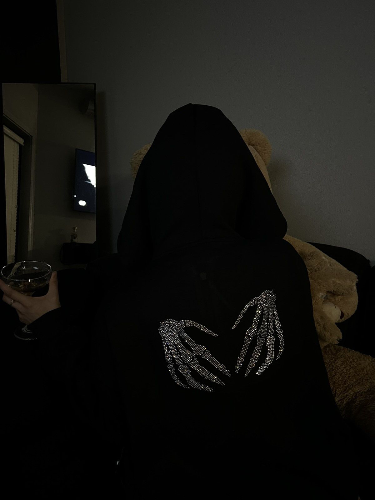 Rhinestones Skeleton Vintage Hoodie