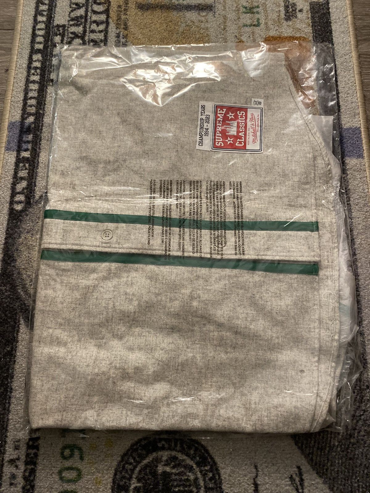 Mitchell & Ness × Supreme Supreme M&N Wool Baseball Jersey Grey Size US XL / EU 56 / 4 - 2 Thumbnail