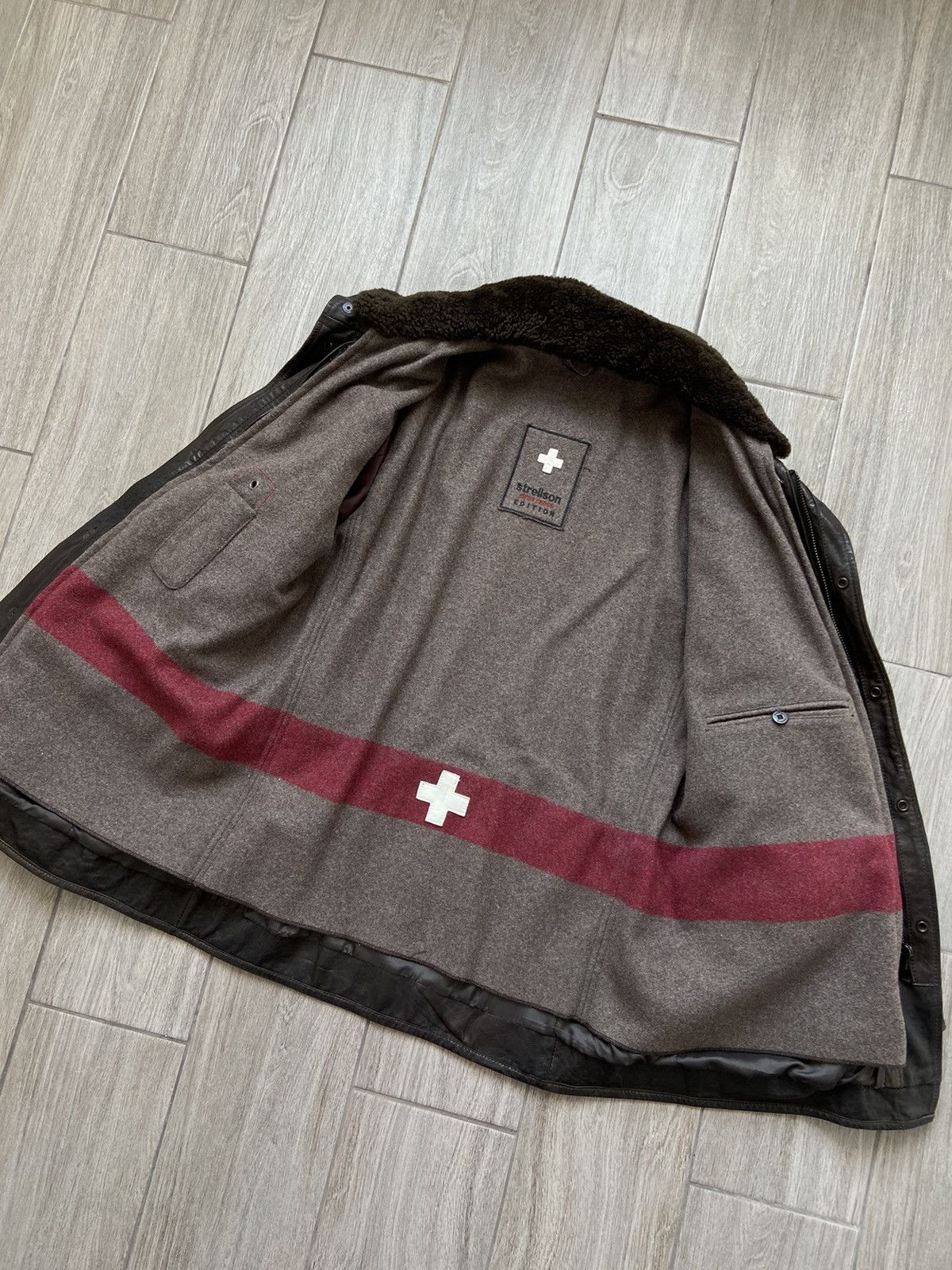 Strellson Strellson Swiss Cross Edition Leather Jacket Casual Parka Size US L / EU 52-54 / 3 - 7 Thumbnail