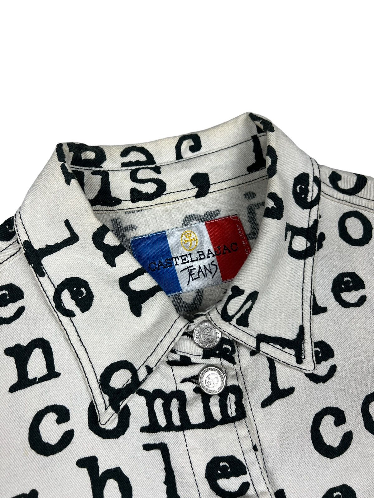 Jean Charles De Castelbajac Vintage Castelbajac ‘Wording” Denim Trucker Jacket Size US L / EU 52-54 / 3 - 8 Thumbnail