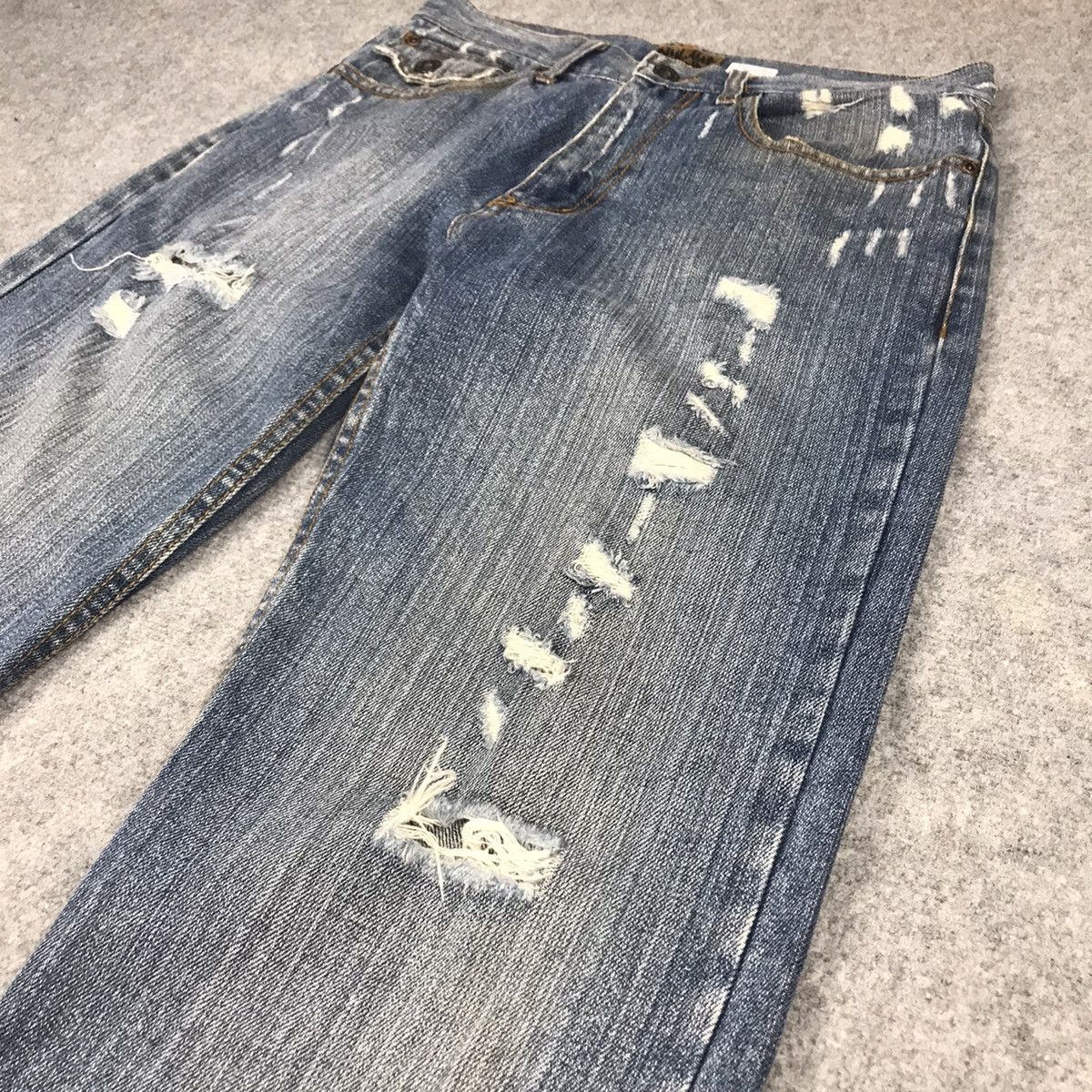 Other FLARE JENAS😈NYLAUS JEANS RIPPED DISTRESSED BOOTCUT PANTS Size US 30 / EU 46 - 6 Thumbnail