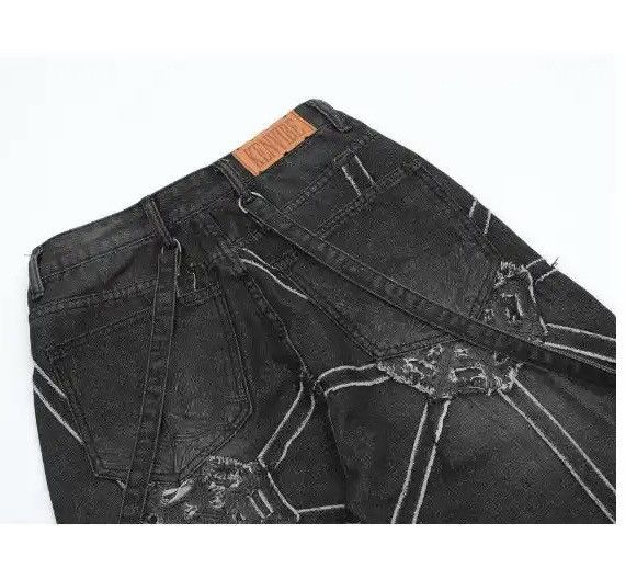 Japanese Brand × Jean Embroidery Black Oversized Loose Jeans Size US 29 - 8 Thumbnail