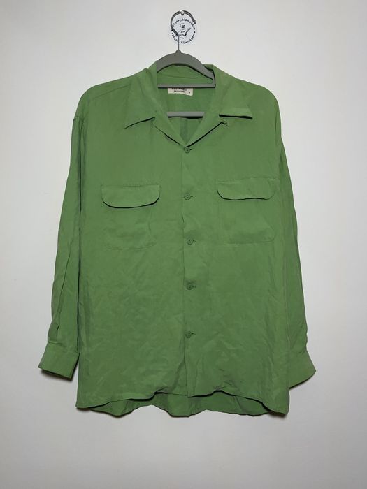 Designer Equipment silk made in France light green button up shirt