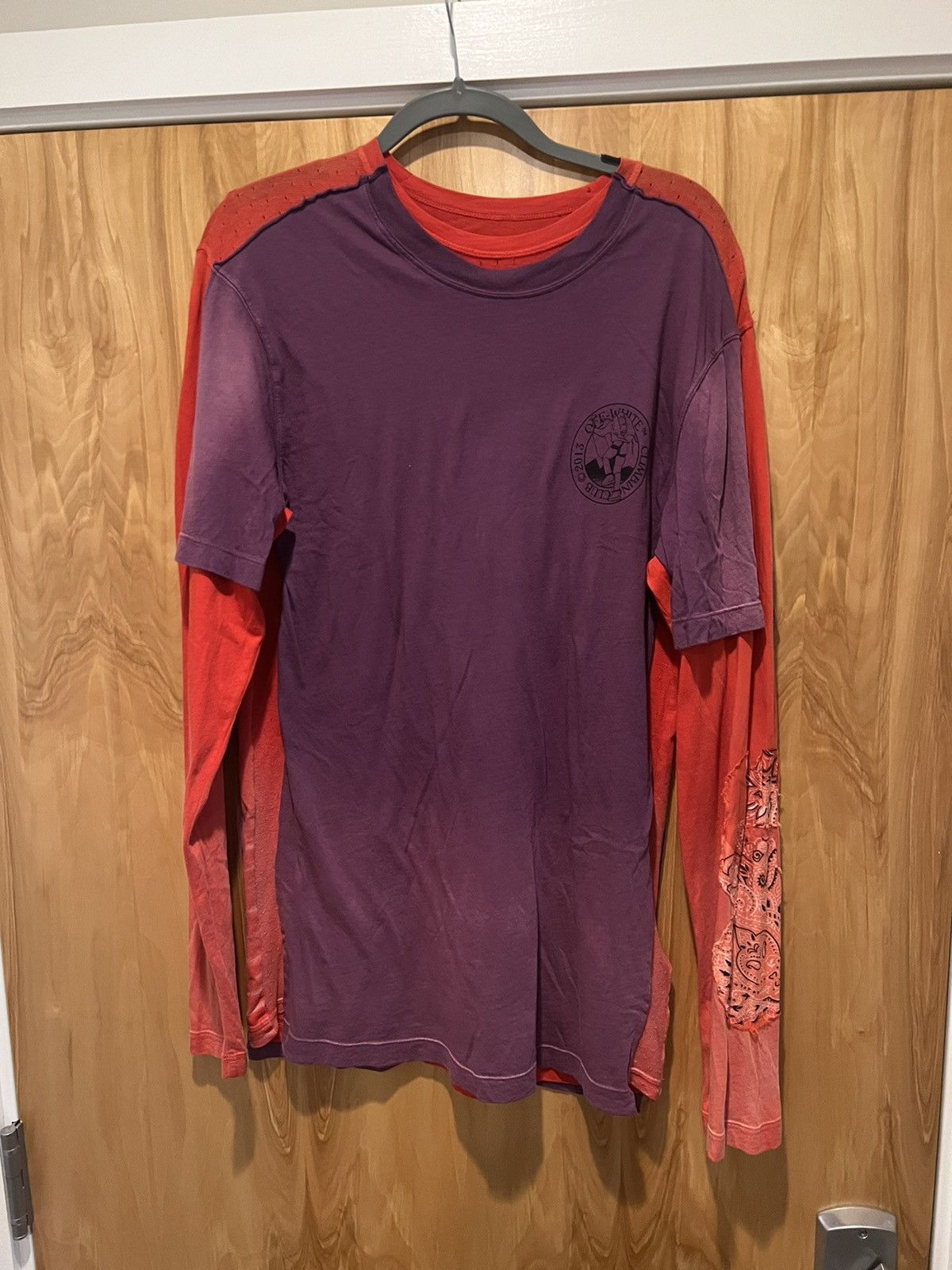 Off-White Off White Triple Layer Reconstructed Longsleeve Red Purple Size US M / EU 48-50 / 2 - 2 Thumbnail