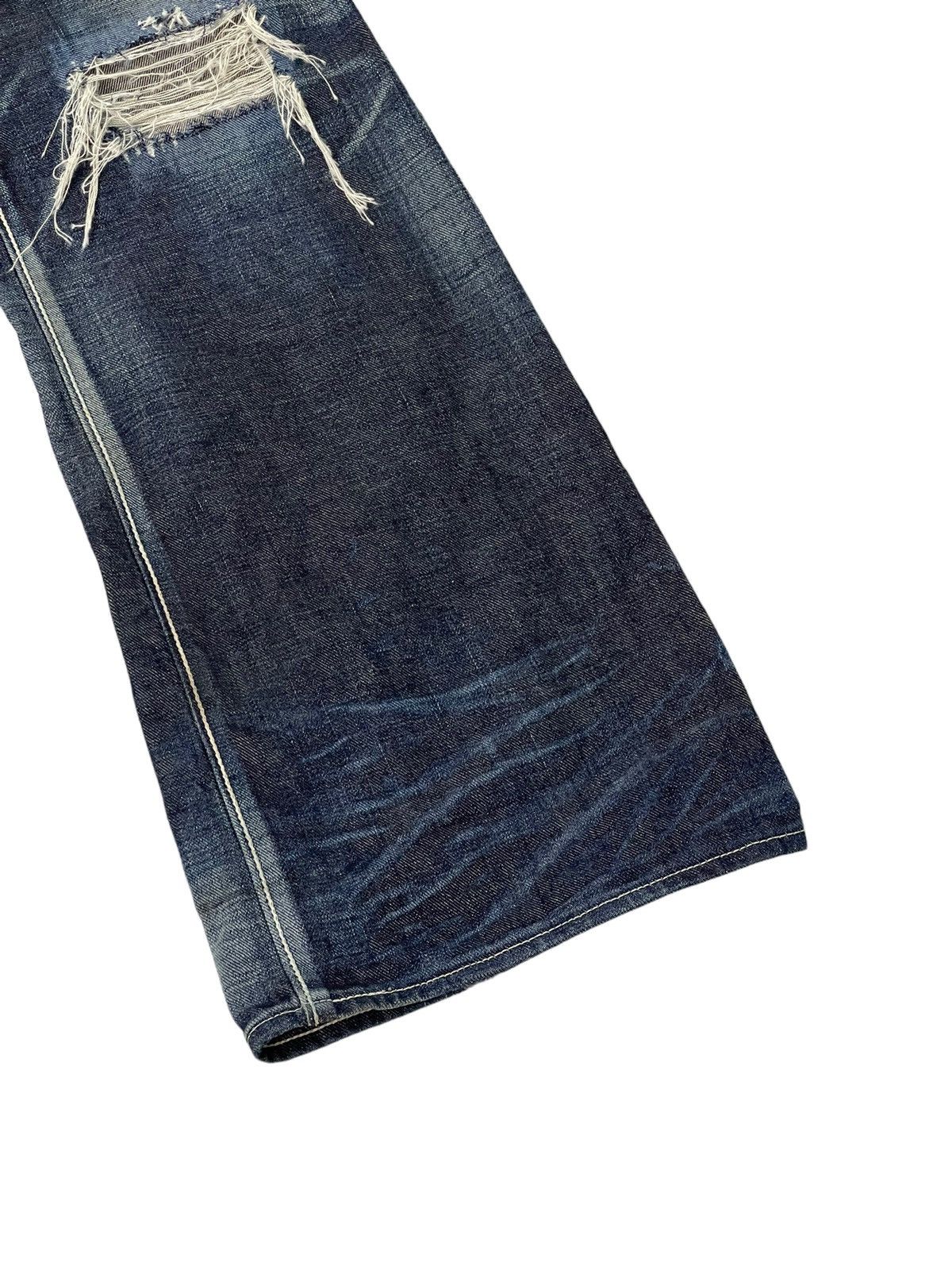 Japanese Brand Flare Jeans Ufin & Sons Distres Thick Denim Bell Bottom 5🟦9 Size US 35 - 4 Thumbnail