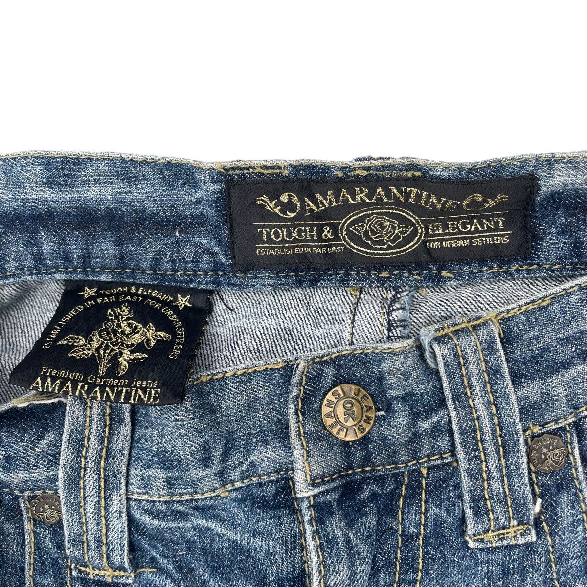 If Six Was Nine × Japanese Brand × Le Grande Bleu (L.G.B.) 🇯🇵 AMARANTINE RED INDIAN SKULL BUCKLE DENIM PANTS Size US 33 - 11 Thumbnail