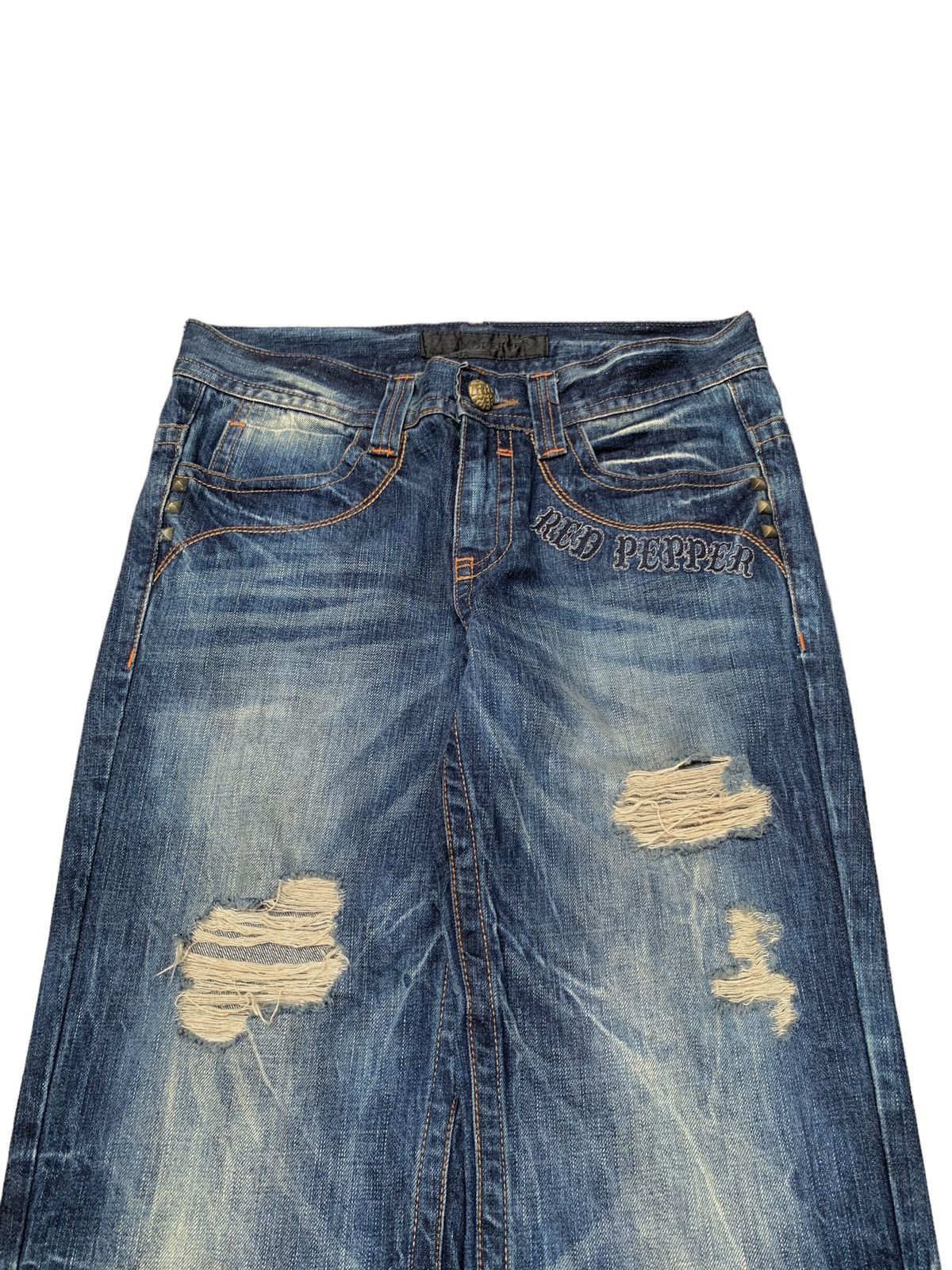 If Six Was Nine Rare Vintage Brand Red Pepper Distressed Flared Jeans 1990s Size US 30 / EU 46 - 3 Thumbnail