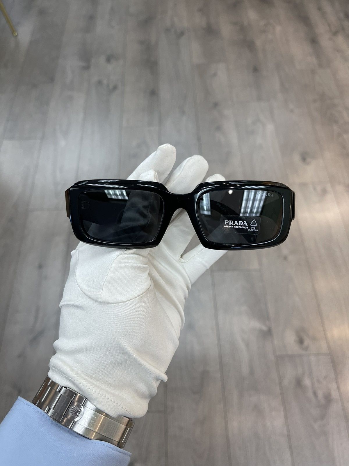 Prada × Vintage NEW Prada Sunglasses Rectangular Pete Davidson Kardashian Size ONE SIZE - 3 Thumbnail