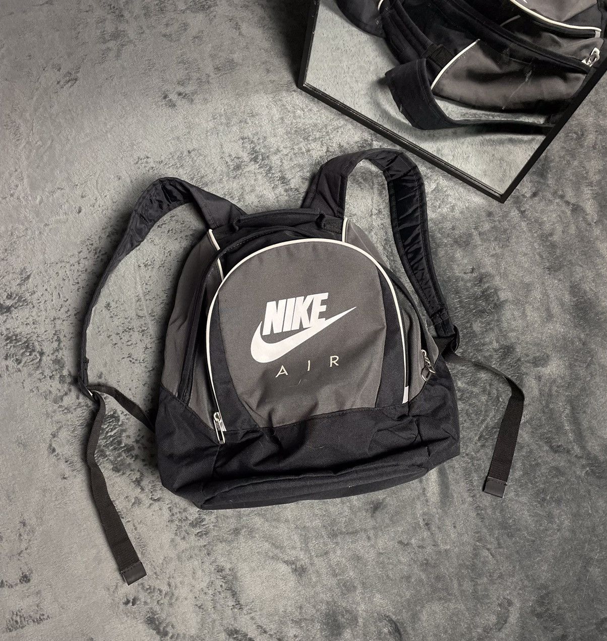 Pre-owned Nike X Vintage 90's Nike Air Max Vintage Big Logo Backpack Bag In Black