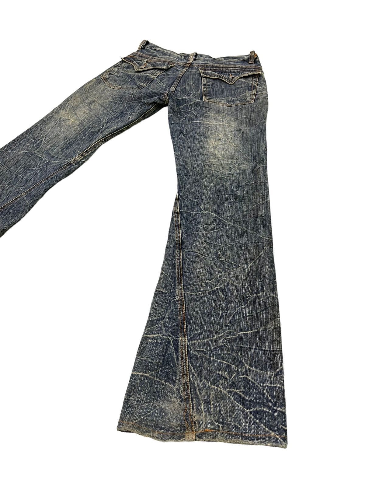 Japanese Brand Flare Jeans Nylaus Distress Acid Wash Boot Cut 5🟦7T Size US 33 - 14 Thumbnail