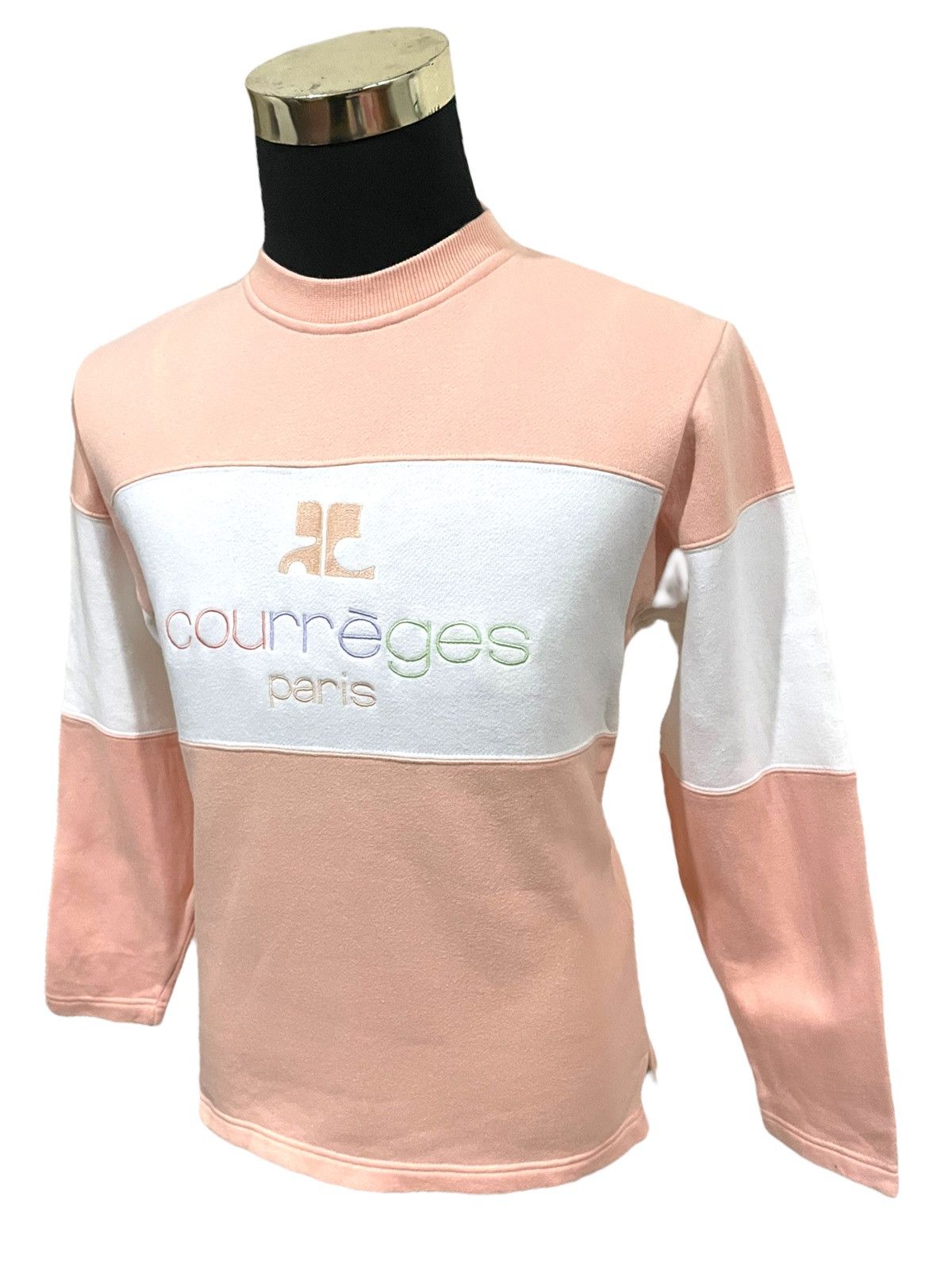 Andre Courreges × Courreges Rare🔥Courreges Paris Spellout Tri Color Sweater Jumper Size L / US 10 / IT 46 - 4 Thumbnail