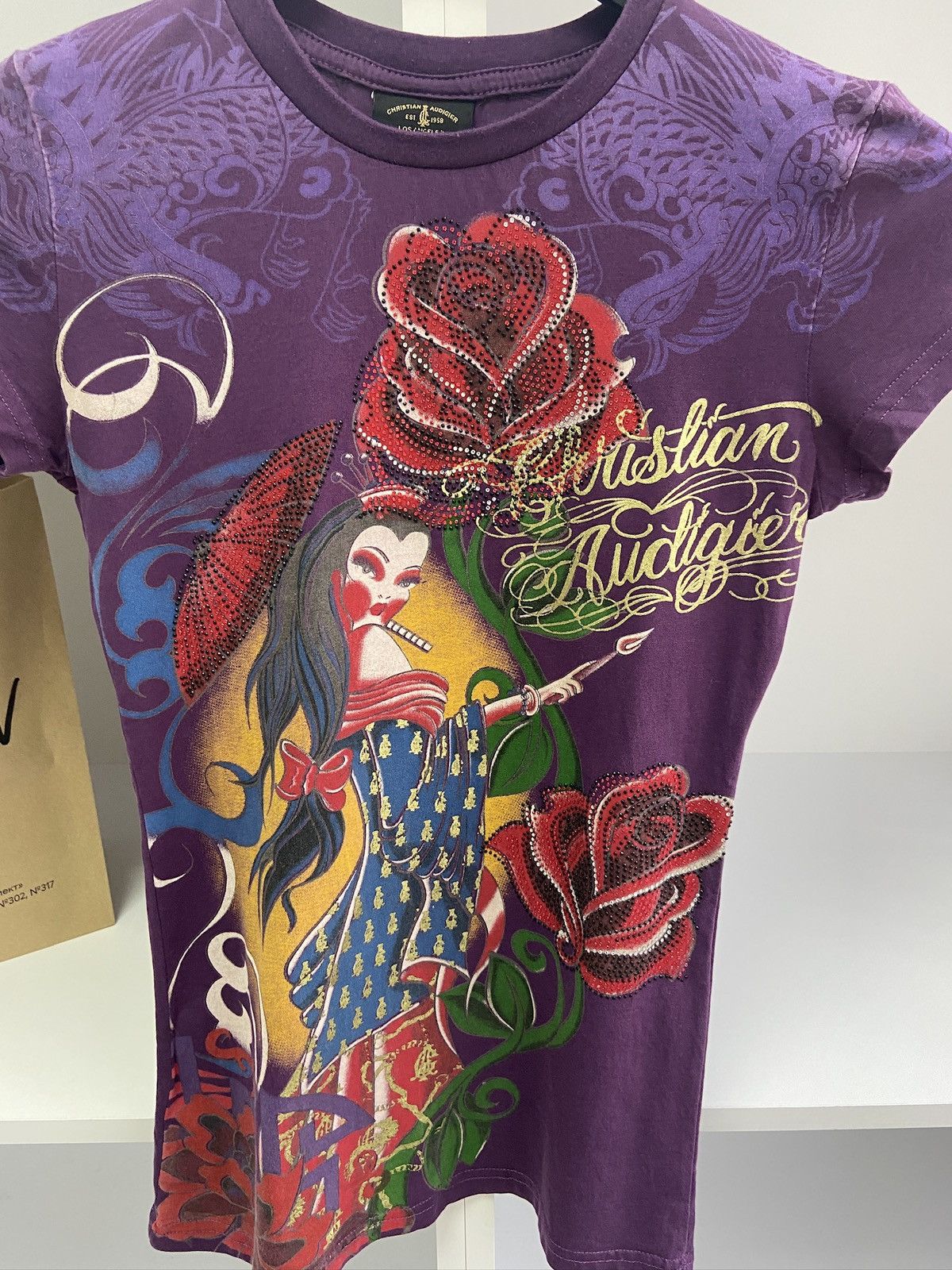 Christian Audigier × Ed Hardy × Vintage Vintage Christian Audigier T-Shirt Los Angeles Big Logo Size L / US 10 / IT 46 - 4 Thumbnail