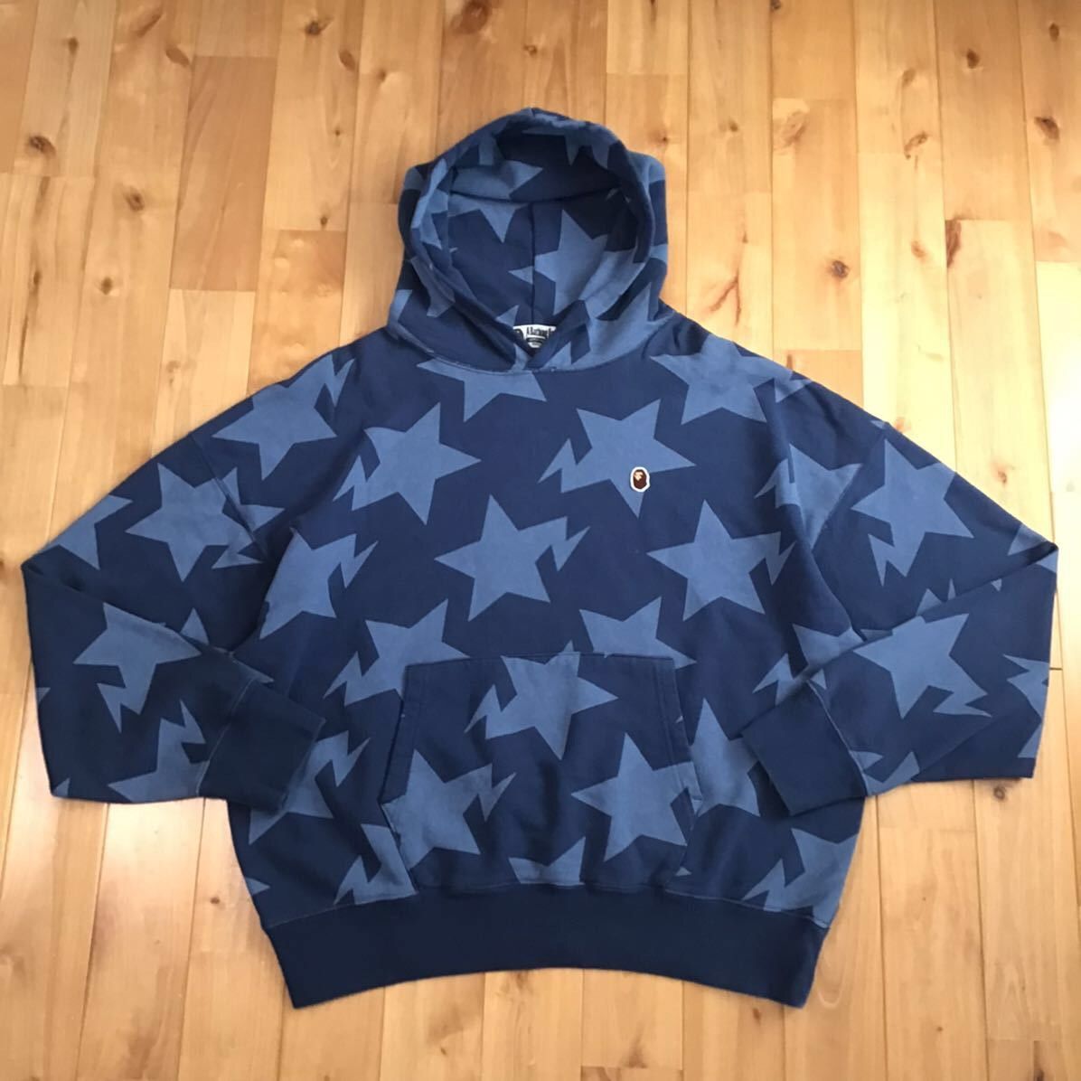 image of Bape Sta Loose Fit Pullover Hoodie Navy, Men's (Size Medium)