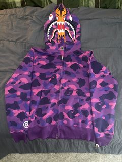 BAPE Color Camo Tiger Shark Wide Full Zip Double Hoodie (SS22