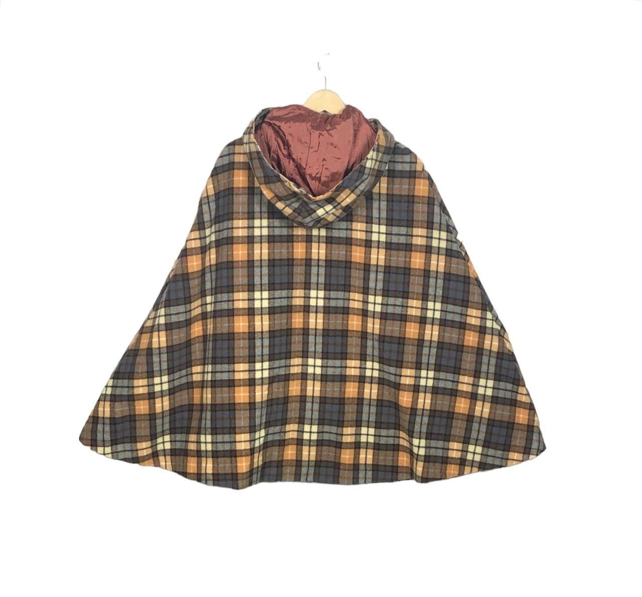 Cloak Avant Garde Brown Checkered Wool Poncho Capes Cloak Winter Size US L / EU 52-54 / 3 - 2 Thumbnail