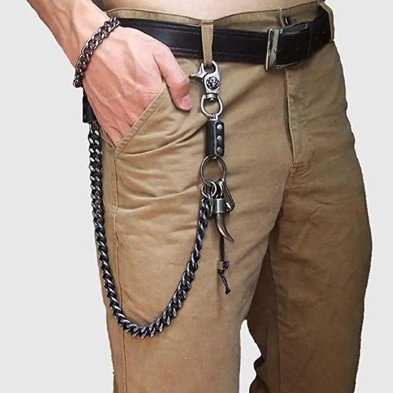 Chain × Cuban Link Chain × Streetwear Stainless Steel Silver Fang Key ...