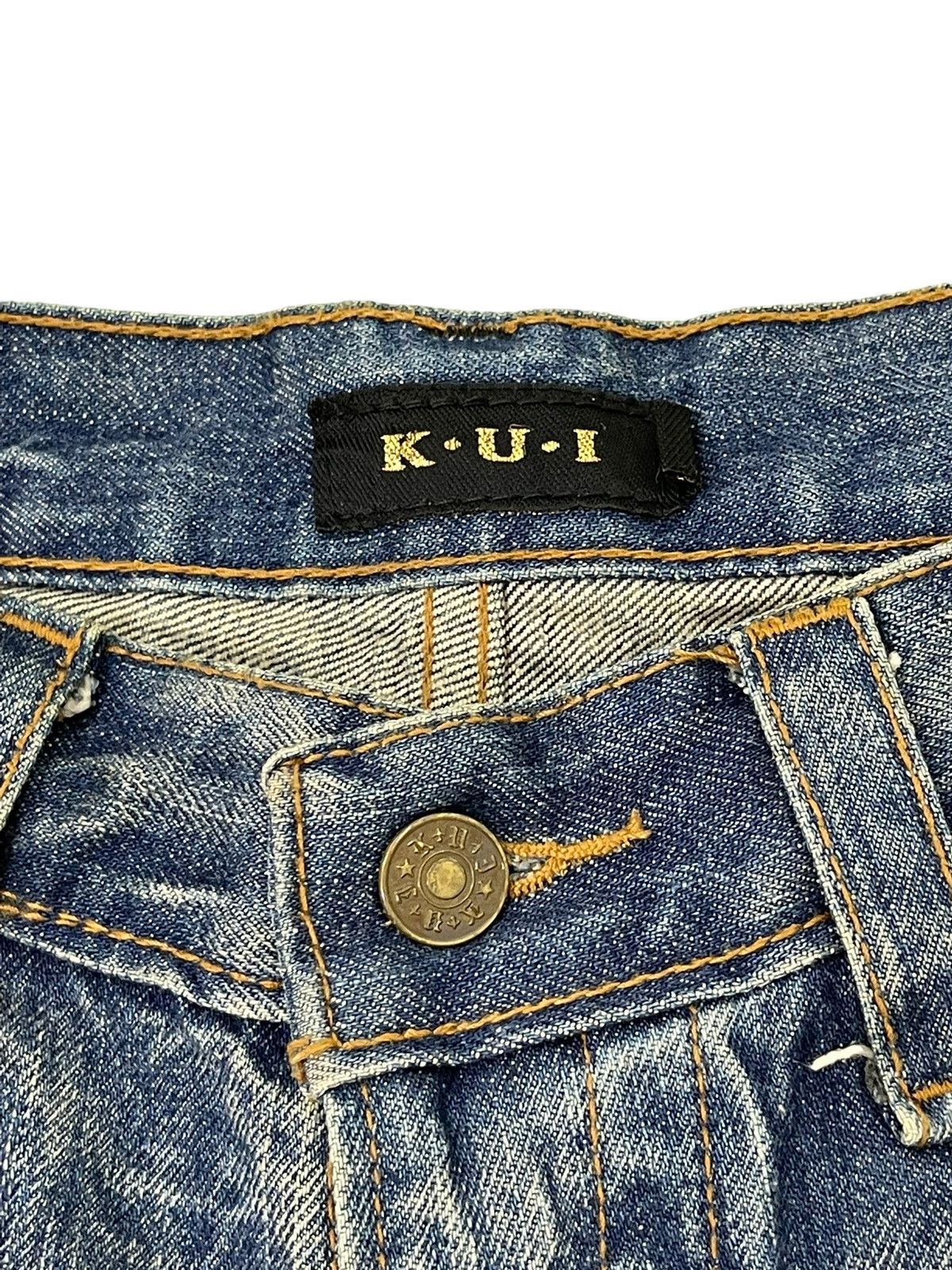 Japanese Brand Distress Jeans K.U.I Acid Wash Low Rise Denim Straight 5🟦9 Size US 30 / EU 46 - 20 Thumbnail