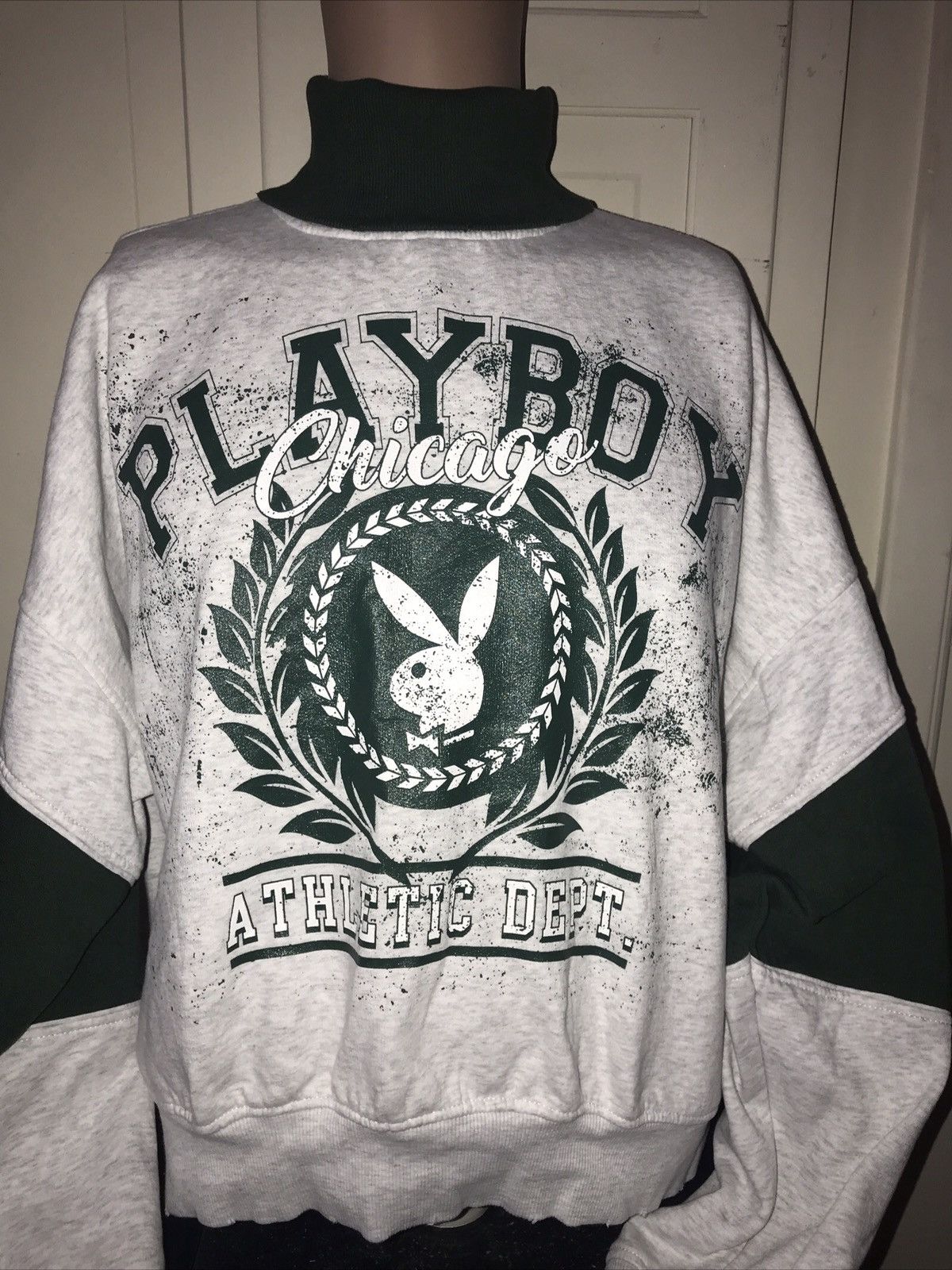Playboy Playboy Athletic Dep. Grey/Green Sweater Grailed