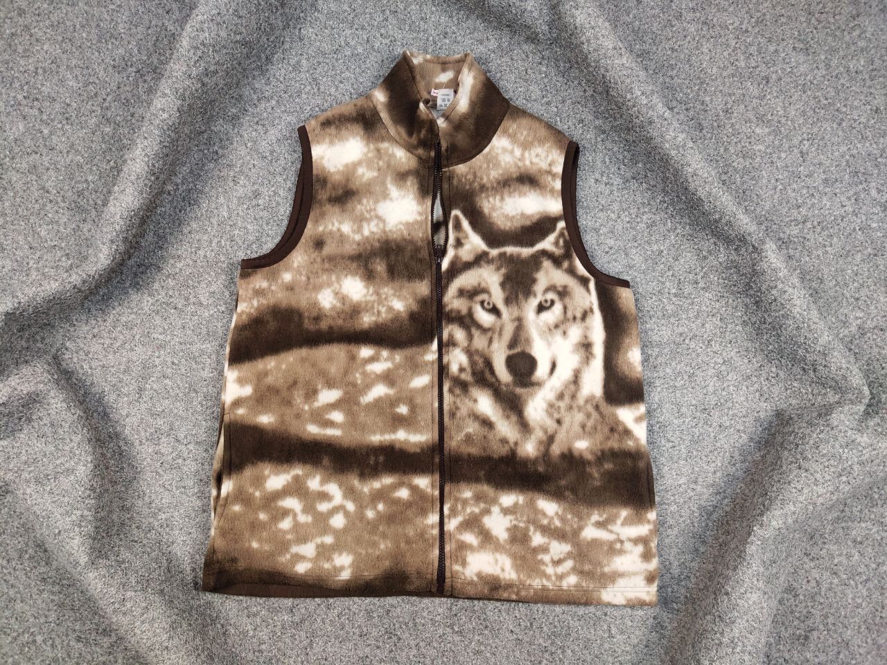 Japanese Brand Vintage 90s Wolf Zip Fleece Vest Jacket Print Supreme Style Size US L / EU 52-54 / 3 - 10 Thumbnail