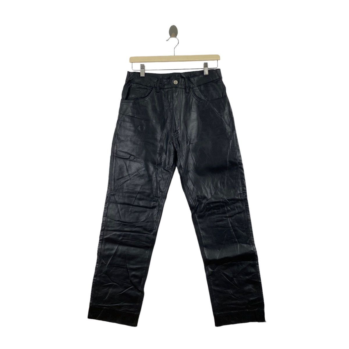 Vintage Vintage ECHTES LEDER Glamorous Black Leather Biker Pant Size US 32 / EU 48 - 1 Thumbnail