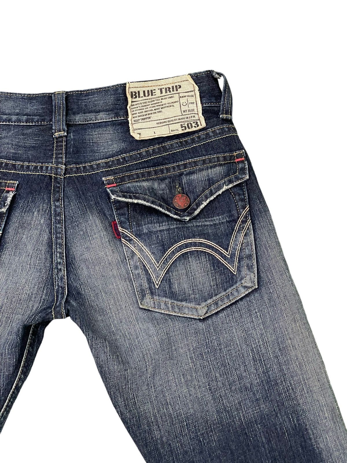 Edwin Flare Jeans Edwin Distress Acid Wash Low Rise Boot Cut 5🟦5T Size US 31 - 20 Thumbnail