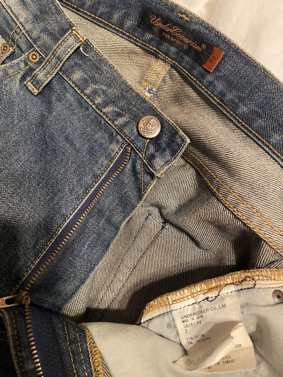 Jun Takahashi Undercover ‘Arts and Crafts’ Skull Denim Jeans Size US 31 - 6 Thumbnail