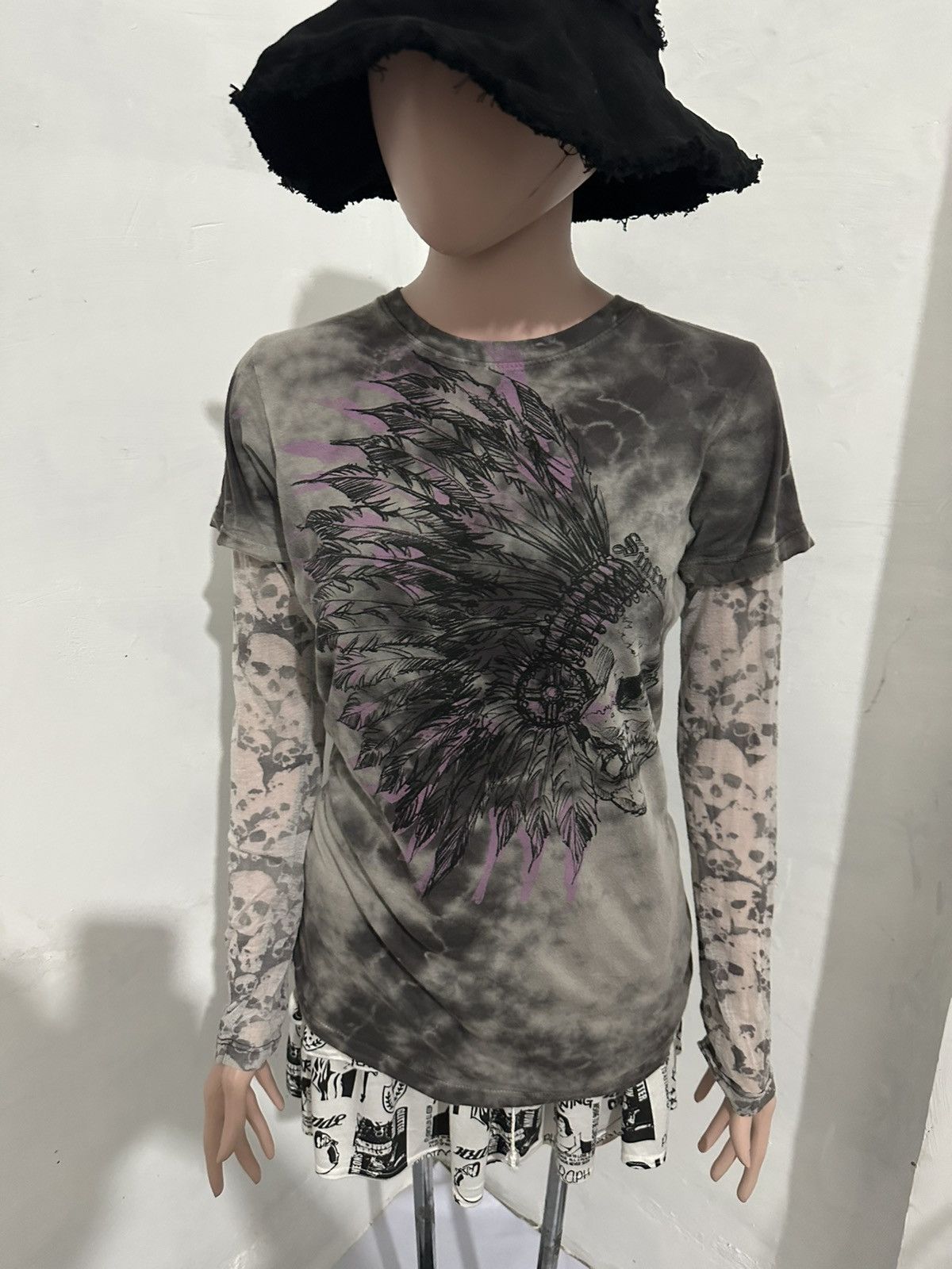 Japanese Brand Sinful Tshirt with Skull Tattoo Sleeve Punk Bondage Size M / US 6-8 / IT 42-44 - 1 Thumbnail