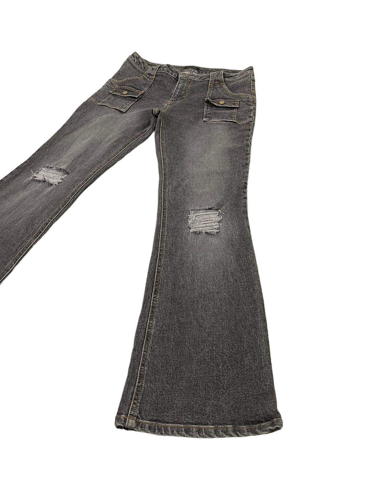 Japanese Brand Flare Skinny Jeans Daily Topic Distres Stretch Boot Cut 6🟦1 Size US 31 - 3 Thumbnail