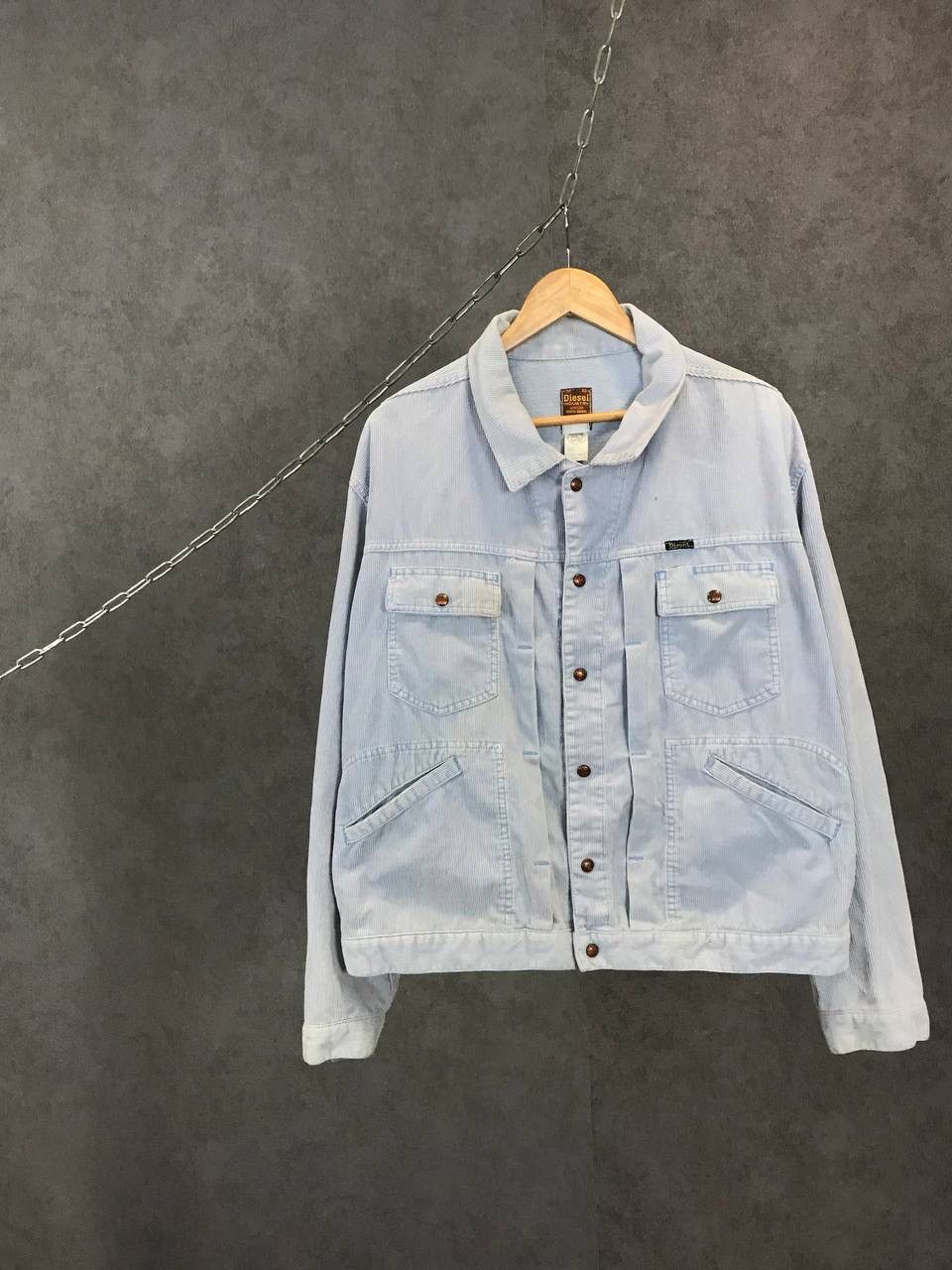 image of Diesel Vintage Multipocket Velvet Jacket in Blue, Men's (Size XL)