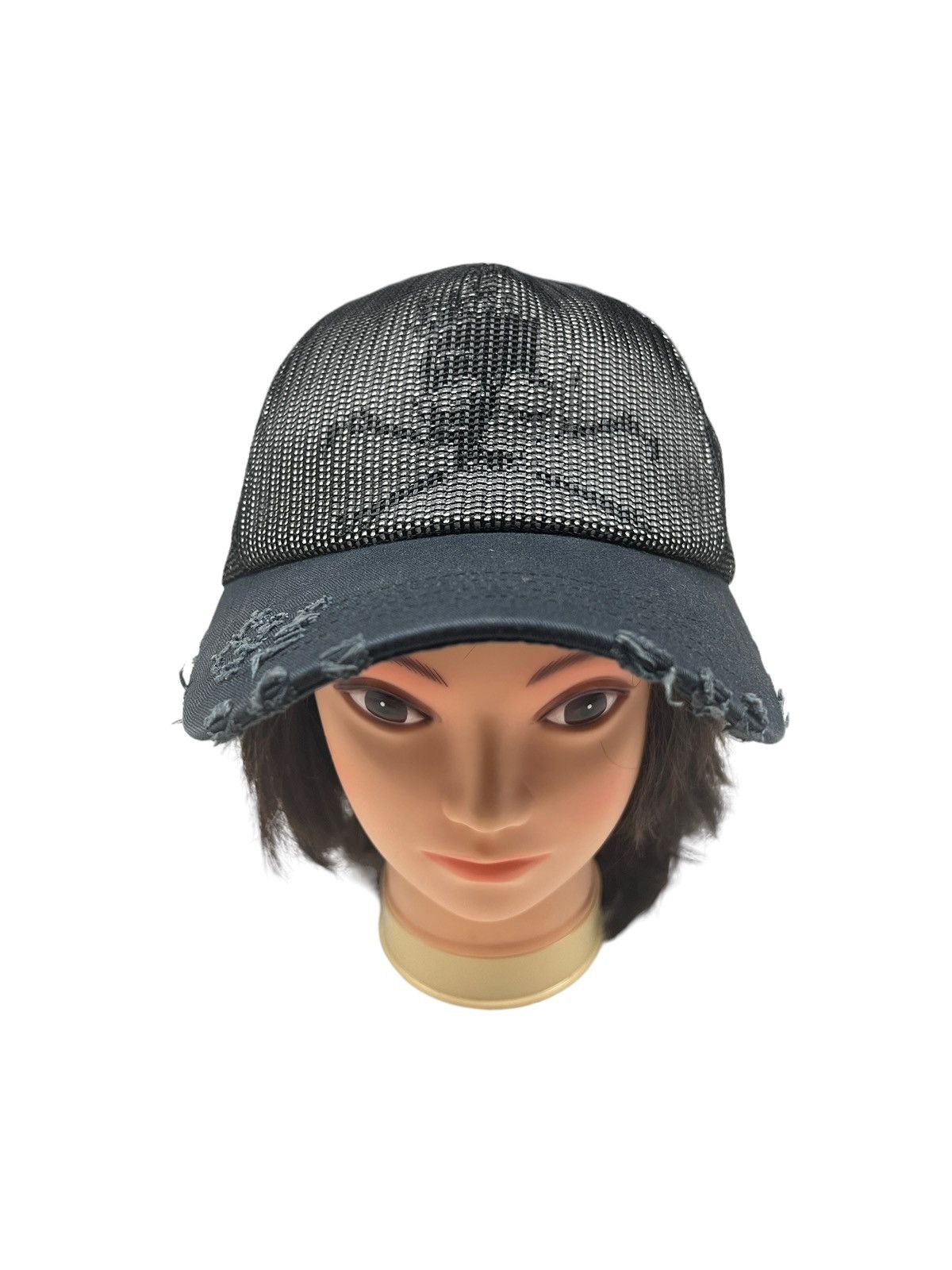 Japanese Brand Re Product NYC Skull Mesh Distressed Trucker Hat Size ONE SIZE - 8 Thumbnail
