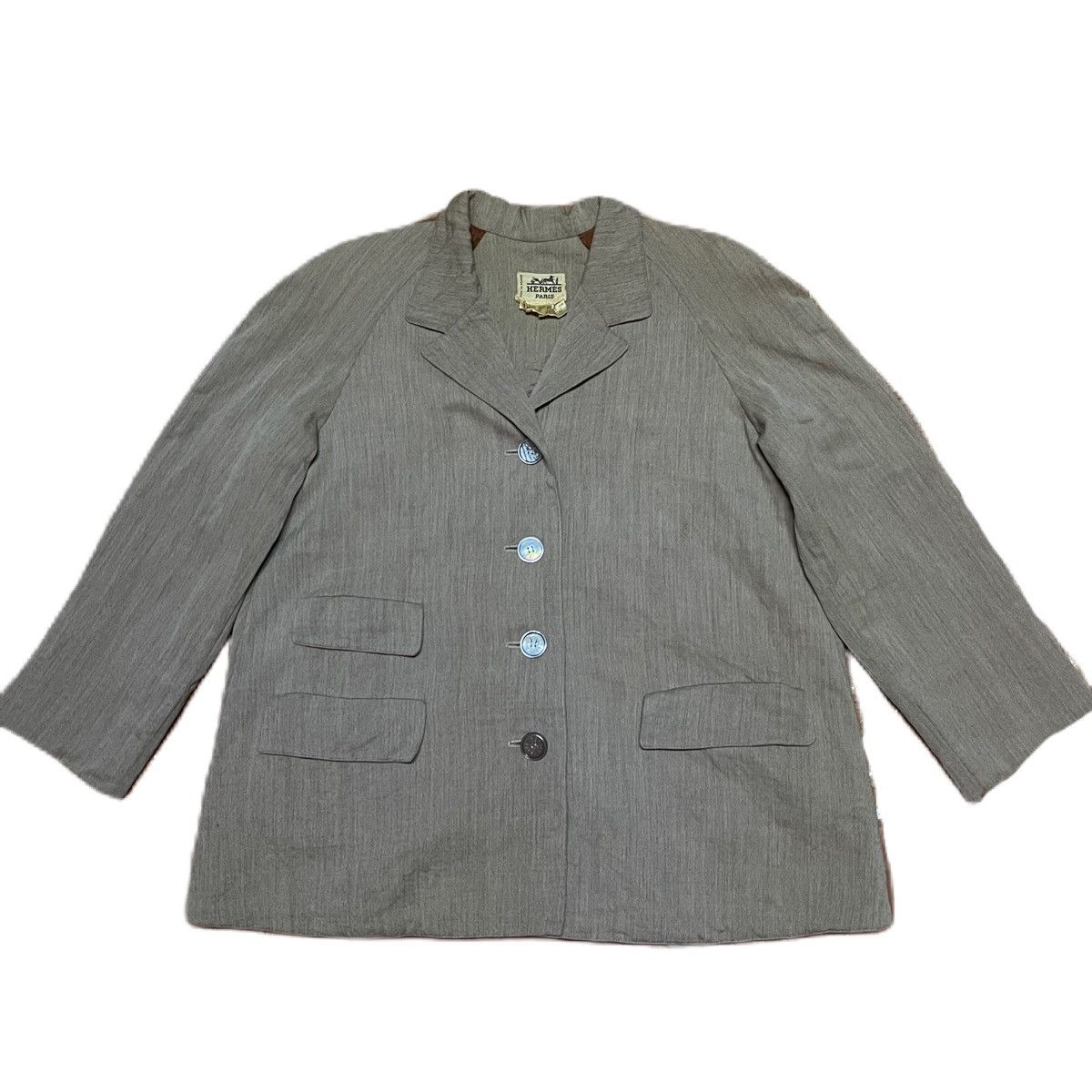 Hermes Vintage HERMES wool relaxed fit blazer jacket 80s Size XL / US 12-14 / IT 48-50 - 3 Thumbnail