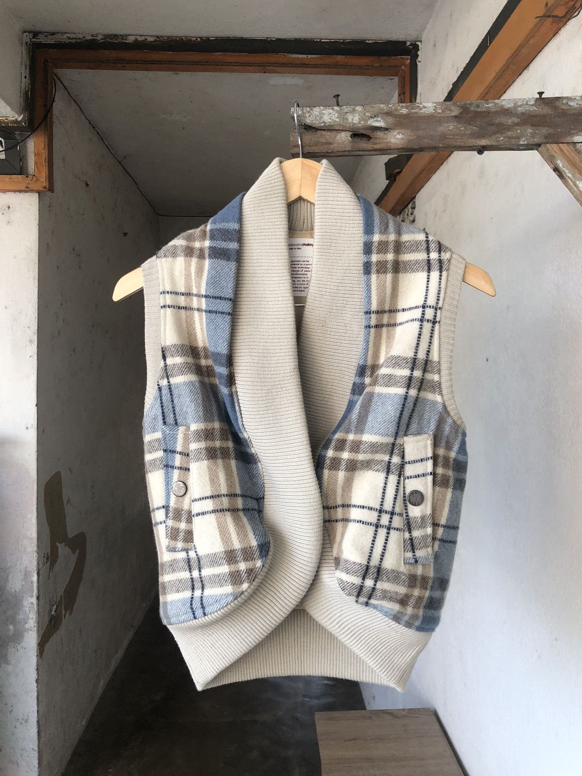 Hussein Chalayan Rare❗️Vintage Hussein Chalayan Checked Wool Vest Jacket Size XS / US 0-2 / IT 36-38 - 2 Thumbnail